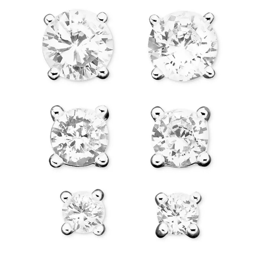 Giani Bernini Sterling Silver Clear Crystal Stud Earring Set